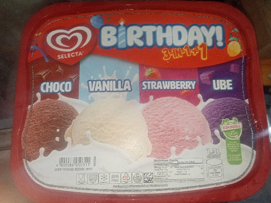 1.3L Selecta Birthday 3in1+1 Choco-Vanilla-Strawberry-Ube