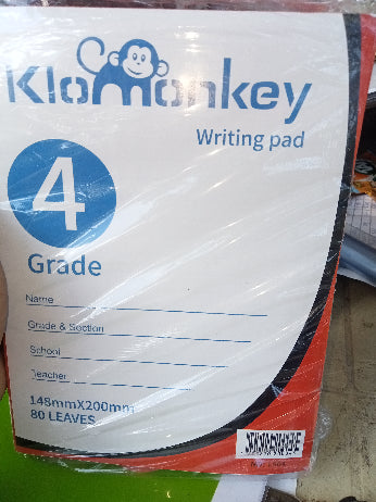 Klomonkey writing pad Grade 4 papel