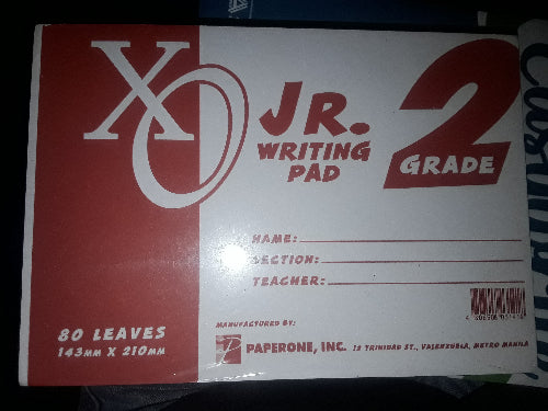 Grade 2 XO Jr. Writing Pad