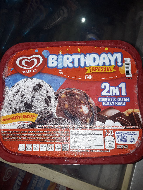 1.3L Birthday Espesyal 2IN1 Cookies & Cream Rocky Road