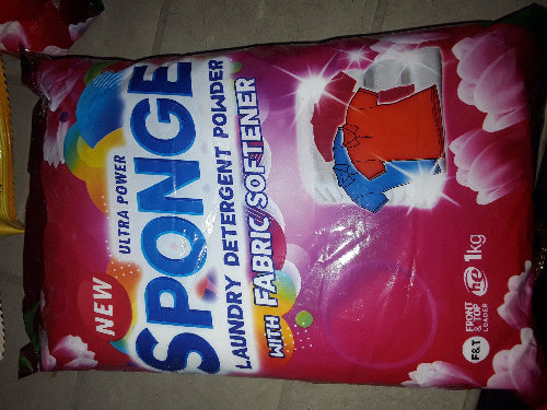 1kg Sponge Laundry Detergent Powder with Fabric Softener Pink