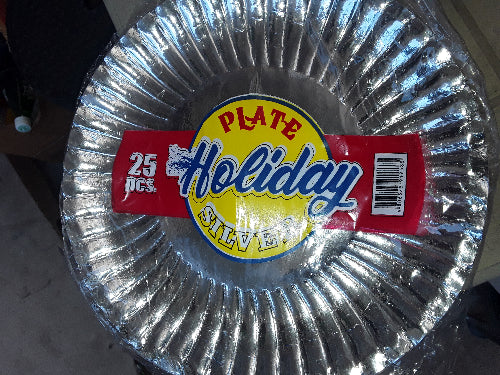 25 Pieces Paper Plate Holiday Silver